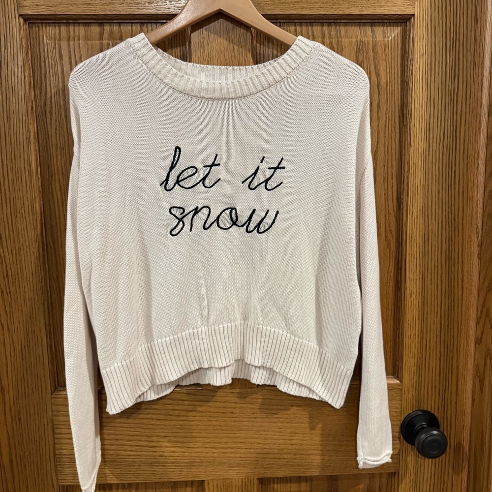 Z Supply Let It Snow Sweater Size Small Cream Cropped Cozy
